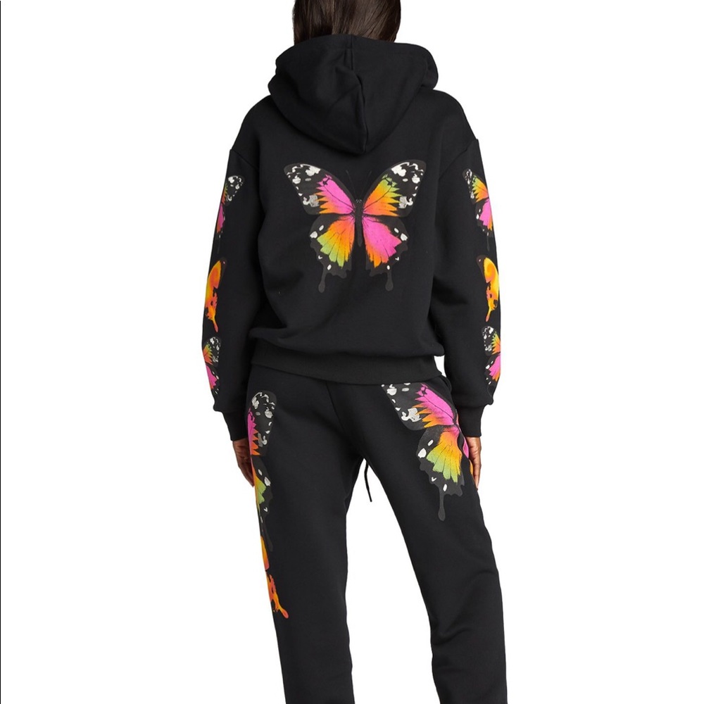 I am Gia black butterfly zip up hoodie